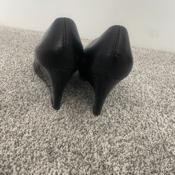 Franco Sarto Harper Black Peep Toe Wedge Heels - Size 8.5 (Box Included) - Picture 3 of 9